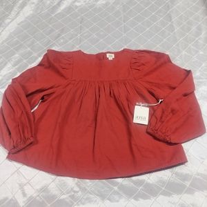 ANA Womens Top Size PS Burgandy Long Sleeve Solid Casual Cotton Blouse.